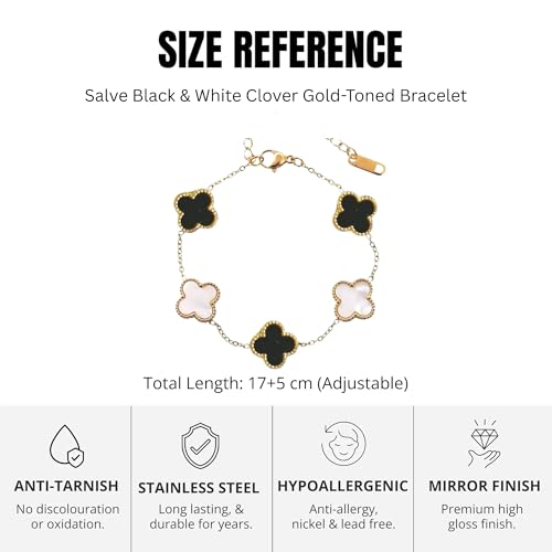 Trendy Clover Bracelet ( Black & White ) 18K GOLD PLATED ANTI TARNISH BRACELET