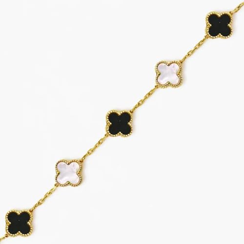 Trendy Clover Bracelet ( Black & White ) 18K GOLD PLATED ANTI TARNISH BRACELET