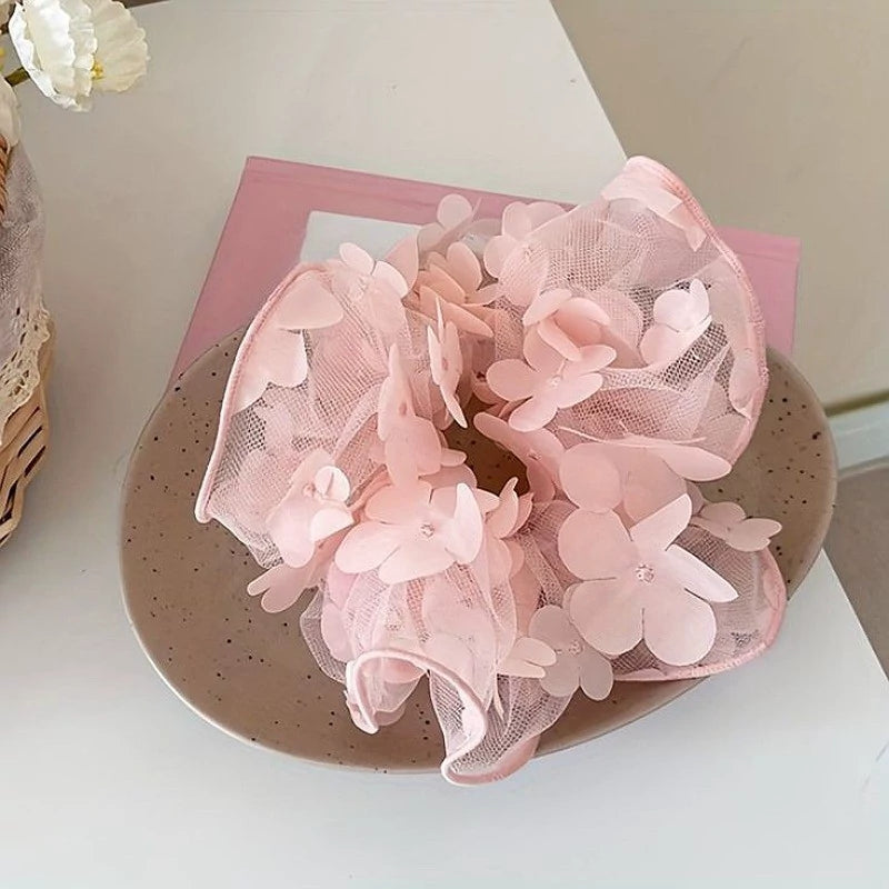 Floral Mesh Scrunchie