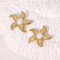 Gold Starfish Pearl Stud Earrings