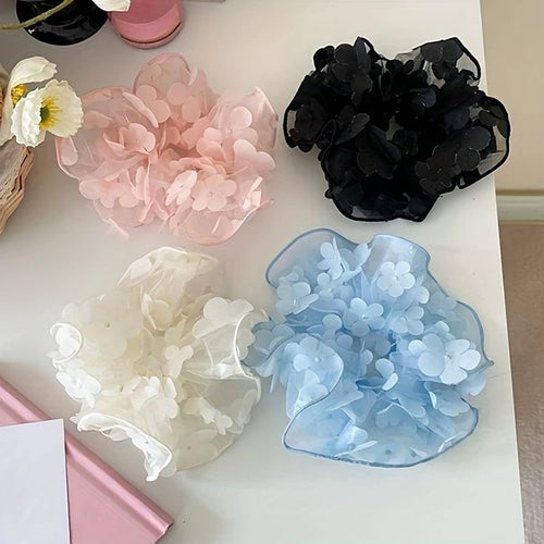 Floral Mesh Scrunchie